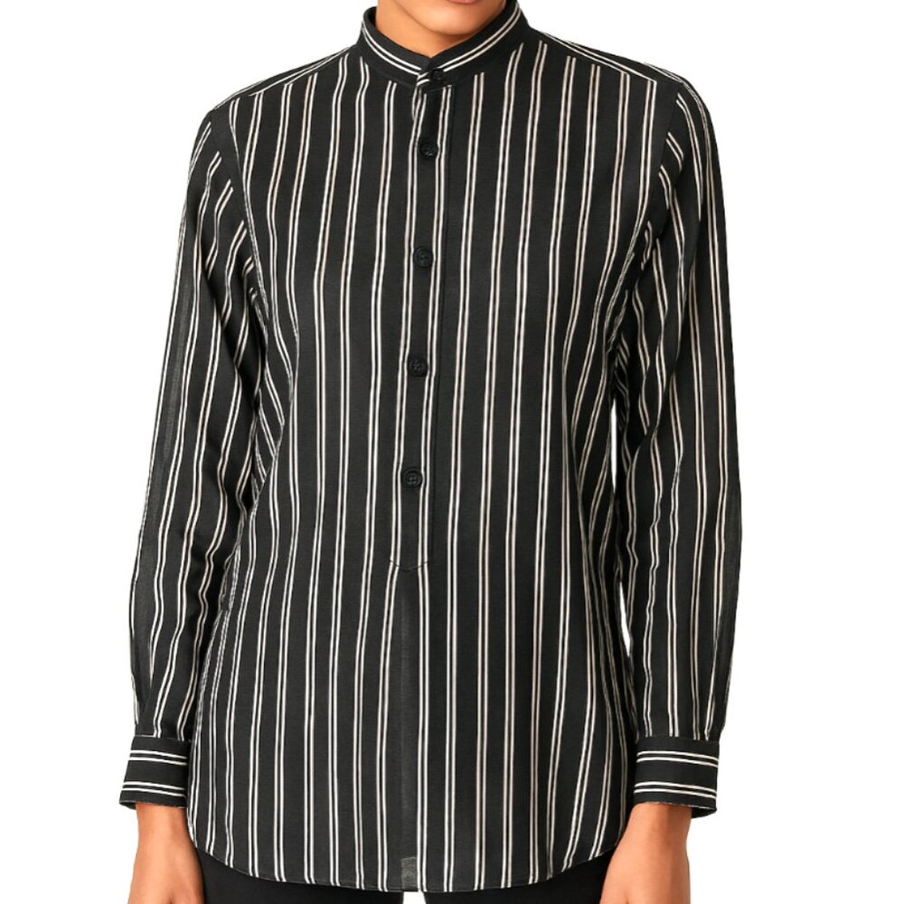 VINTAGE LAUREN Ralph Lauren | Cotton Striped Knot-Button Long Sleeve Top Small*
